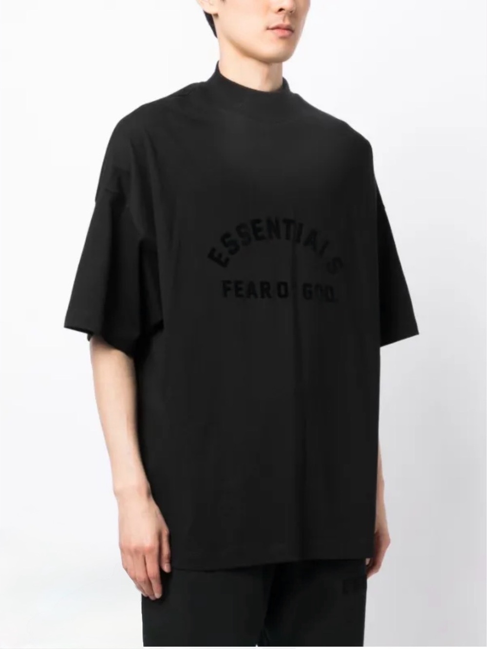 Fear of God Essentials Men's Black Logo Print Drop T-Shirt Size L